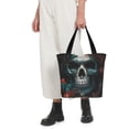 thumbnail image 5 of Pofeuu Butterfly Flower Skull Print Women Fashion Shoulder Handbags Top Handle Satchel Bags Tote Shoulder Shopping Bag Stylish Canvas Tote Bag, 5 of 6
