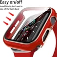 thumbnail image 4 of 2 Pack Cases Compatible with Apple Watch Case 38mm Series 3/2/1 Built in Tempered Glass Screen Protector Ultra-Thin Bumper Full Coverage iWatch Protective Cover for Women Men (White/Red), 4 of 5