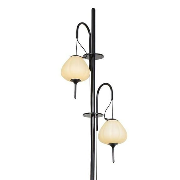 70 in. Lecce  Height Integrated LED Floor Lamp with Glass Shade in Black