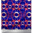 thumbnail image 1 of Soimoi Blue polyester Crepe Fabric Life Ring & Anchor Hook Nautical Printed Fabric 1 Yard 52 Inch Wide, 1 of 1