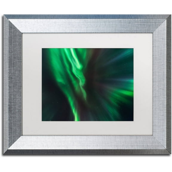 Trademark Fine Art "Lights of Gods" Canvas Art by Mathieu Rivrin, White Matte, Silver Frame