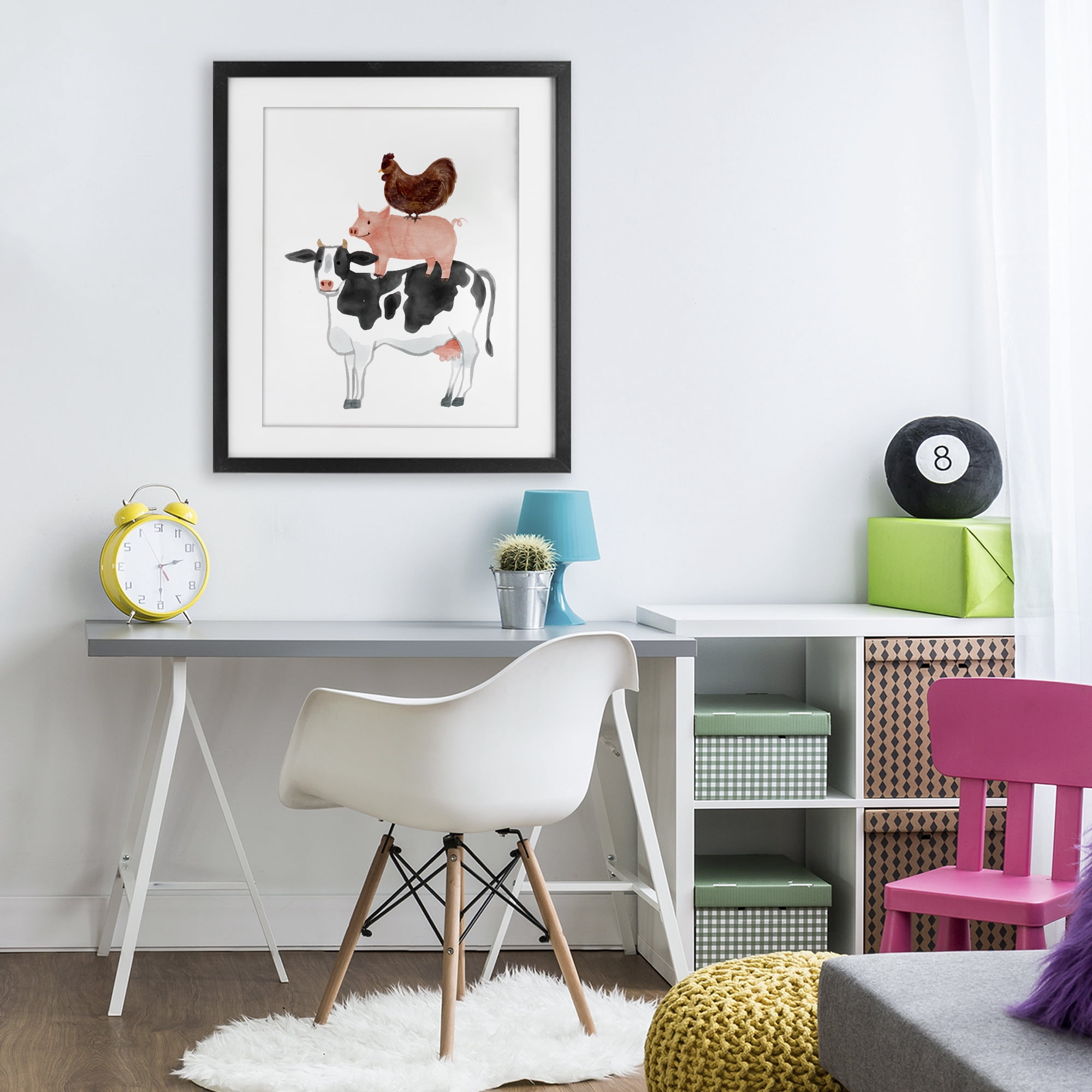 Stupell Industries Farm Animal Stack Whimsy Black Framed Print Under Glass, design by Kim Allen