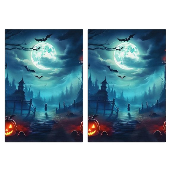 2 Pcs Funny Kitchen Towels,Halloween Night Scene Pattern Microfiber Dish Towels,Kitchen Tea Towels,Kitchen Towel Set (18" X 26")