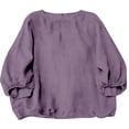 thumbnail image 4 of Endives Womens Long Sleeve Shirt Cotton Linen Shirt Womens Thin Breathable Blouse Summer Spring Clothing Purple, 4 of 4