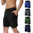 thumbnail image 4 of Pantalones cortos deportivos 2 en 1 para hombre, bolsillo, elástico, transpirable, baloncesto, correr, Fitness, 4 of 7