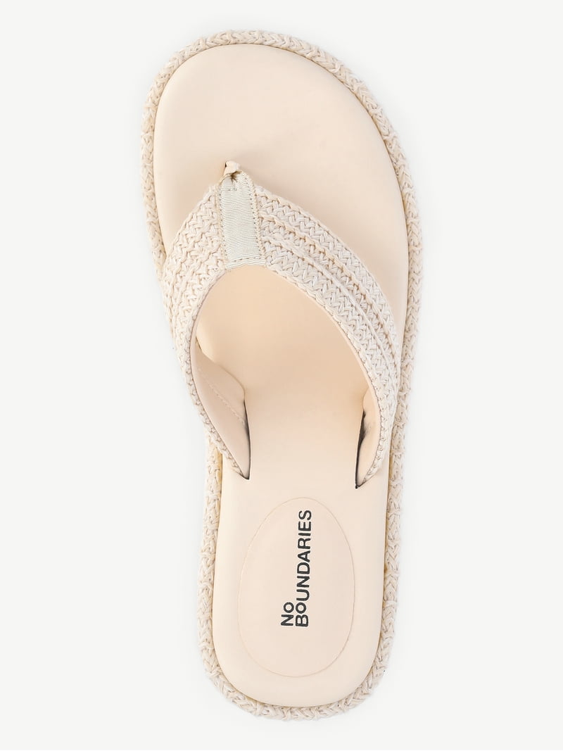 No Boundaries Raffia Platform Thong Sandals, Women's - Walmart.com