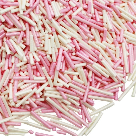 Baby Shower Sprinkles Pink & White Colored BULK Jimmies 1 POUND-Edible Cake Cupcakes Dessert & Ice Cream Topping-For Gender Reveal Parties