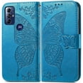 thumbnail image 2 of Designed for Moto G Play 2023 Case Wallet,Women Flip Protective Cover with Credit Card Holders Butterfly Embossed PU Leather Kickstand Wrist Strap Phone Case for Motorola Moto G Play 2023 (Blue), 2 of 7