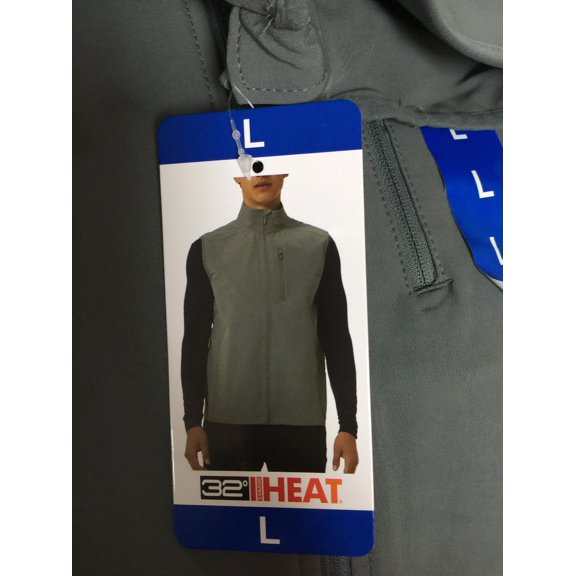 32 Degrees Heat Men's Full Zip Midweight Tech Vest (Gray, L)