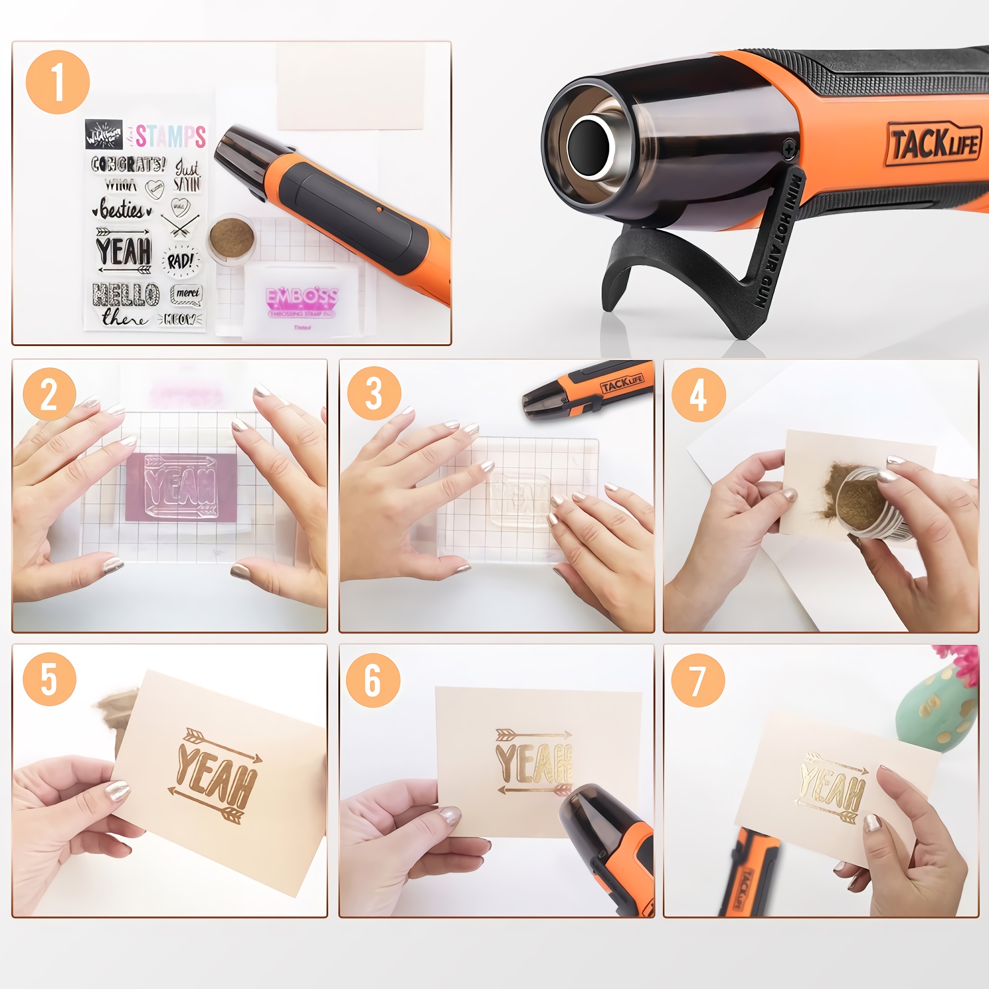 350W Mini Heat Gun 350°C/662°F, with Over Heat Protection, Non-Slip Rubber Grip