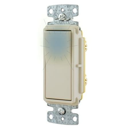 Pole Light Switch - Hubbell Single Pole Illuminated Decorator Rocker Switch Light Almond 15A RSD115ILLA