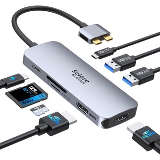 Selore USB-C Triple Display Docking Station, 15-in-1 Laptop Hub with Dual  HDMI, 8K DP, VGA, 10Gbps Data Transfer, PD Charging, Compatible with