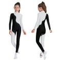 thumbnail image 5 of Zaldita Kids Girls Long Sleeve Color Block Gymnastics Leotard Full Body Romper Dance Bodysuit Unitard Dancewear White 14, 5 of 7