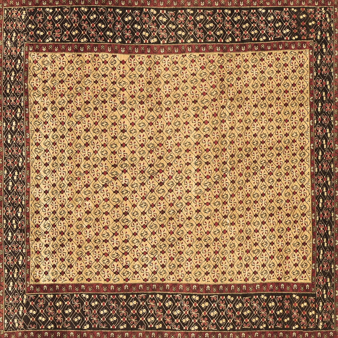 Ahgly Company Indoor Square Persian Brown Traditional Area Rugs, 6 ...