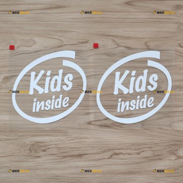 2X White 6" Kids Inside Baby on Board Decal Sticker in Car Vinyl no bkgrd