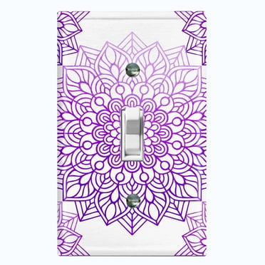Metal Light Switch Plate Cover Mandala Purple Flower Tile Pattern MDL100