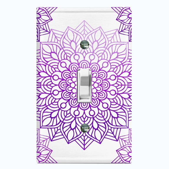 Metal Light Switch Plate Cover Mandala Purple Flower Tile Pattern MDL100