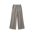 thumbnail image 5 of Lovzfmll Wide Leg Pants for Women, Linen Solid Color Button Elastic Waist with Pockets, Casual Summer Bottoms Gray, XL, 5 of 7