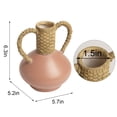 thumbnail image 2 of Terracotta Vase Decor with 2 Handles, Rustic Farmhouse Ceramic Flower Vase, Vintage Decorative Pottery Home Dining Table, Living Room, Shelf,Mantel, Kitchen,Office, 2 of 8