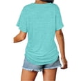 thumbnail image 5 of KLHDSF Womens Summer Tops Side Shirring V Neck Tee Short Sleeve Lightweight Casual Summer Top Turquoise XL, 5 of 6