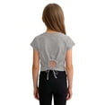 thumbnail image 4 of SGFCWSX Girls T Shirts Cropped Crew Neck Short Sleeve Cute Bow Print Casual Soft Lightweight Daily Tops for Kids Gray Size 10, 4 of 5