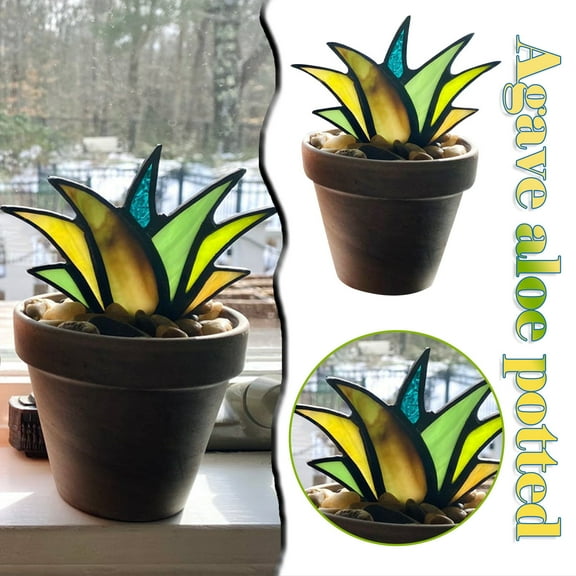 Fridja Mini Fake Succulent Cactus Glass Aloe Potted Plant Arrangements Assorted Potted Artificial Succulents Plants in Gray Pots Succulent