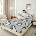 thumbnail image 4 of Manfei Cute Penguin Twin Sheet Sets 3pcs for Kids Boys Girls, Wild Animal Twin Fitted Sheet, Antarctic Wildlife Flat Sheet, Luxury Bedroom Decor, 4 of 7