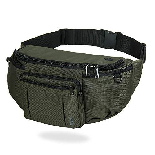 NZII Sports Fanny Pack for Men Women Outdoor Waist Pack Bag with 6 Zipper Pockets Super Capacity Bum Bag with Adjustable Belt for Traveling Hiking Cycling Workout Casual