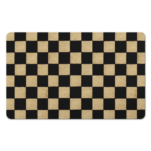 Stylish Checkered Bath Mat: Highly Absorbent & Non-Slip Bathroom Rugs. Machine Washable, Cute Small Indoor Doormat for Shower, Sink & Tub, 20x32in