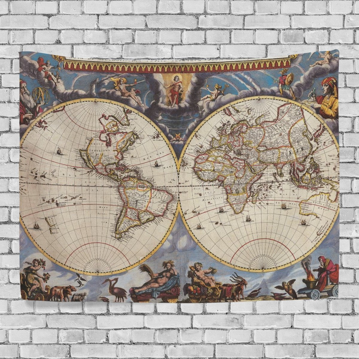 MYPOP Old Vintage World Map Tapestry Wall Decor Living