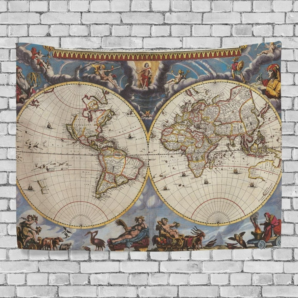 MYPOP Old Vintage World Map Tapestry Wall Decor Living Room Dorm