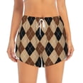 thumbnail image 2 of Haiem Argyle of brown Pattern Women's 2 in 1 Running Shorts - Lightweight Athletic Workout Gym Yoga Breathable Sports Shorts Liner with Phone Pockets-X-Large, 2 of 7