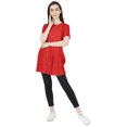 thumbnail image 2 of Moomaya Solid Half Button placket Tunic For Womens Casual Round Neck Basic Pleated Long Top, 2 of 7