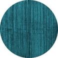 thumbnail image 1 of Ahgly Company Machine Washable Indoor Round Abstract Turquoise Blue Contemporary Area Rugs, 3' Round, 1 of 4