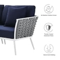 thumbnail image 3 of Lounge Sectional Sofa Chair Set, Navy White, Aluminum, Metal, Fabric, Modern Contemporary, Outdoor Patio Balcony Cafe Bistro Garden Furniture Hotel Hospitality, 3 of 10