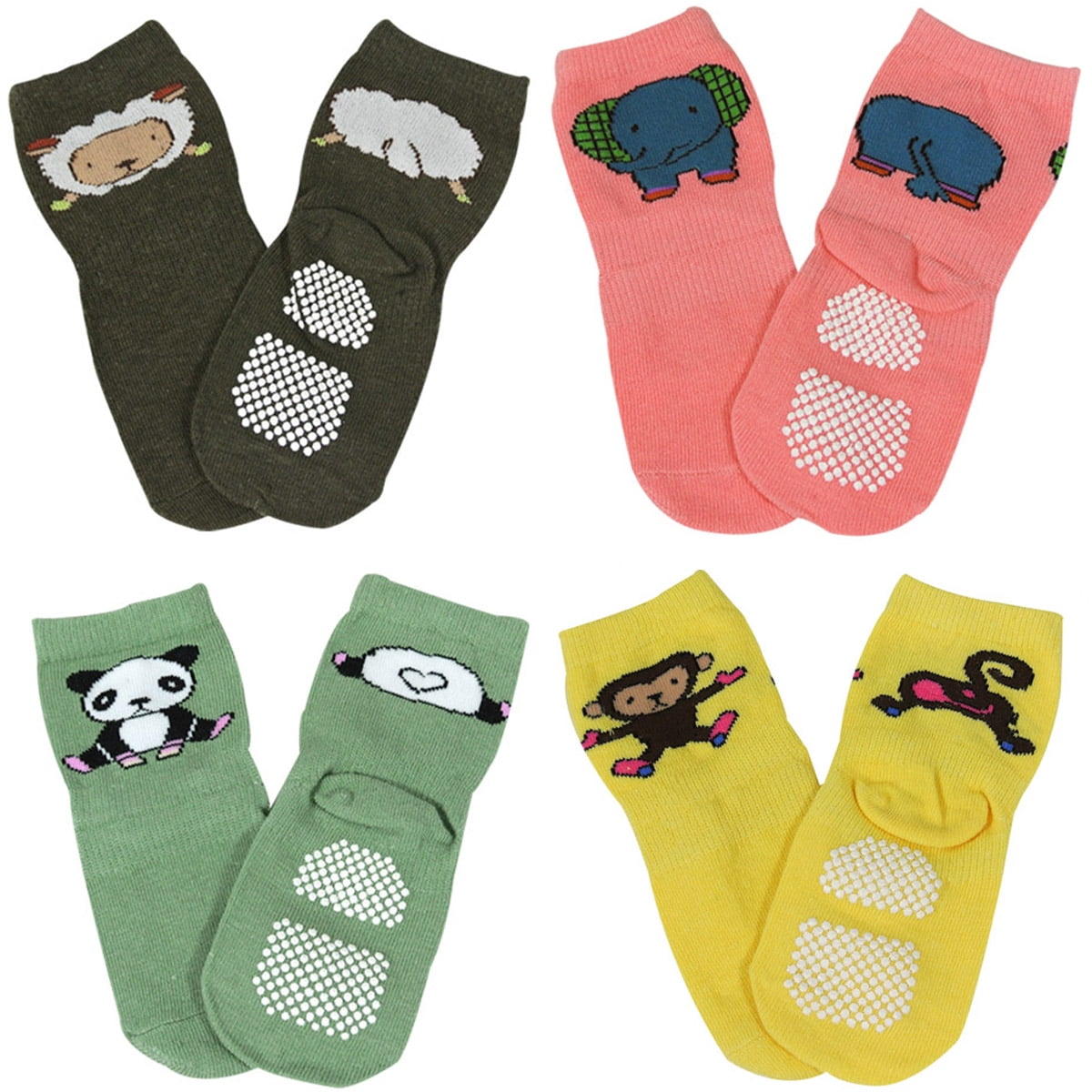 ZOO SOCKS Toddler Socks with Grip for Baby Boys & Girls Anti Slip Non Skid Zoo Animal Socks