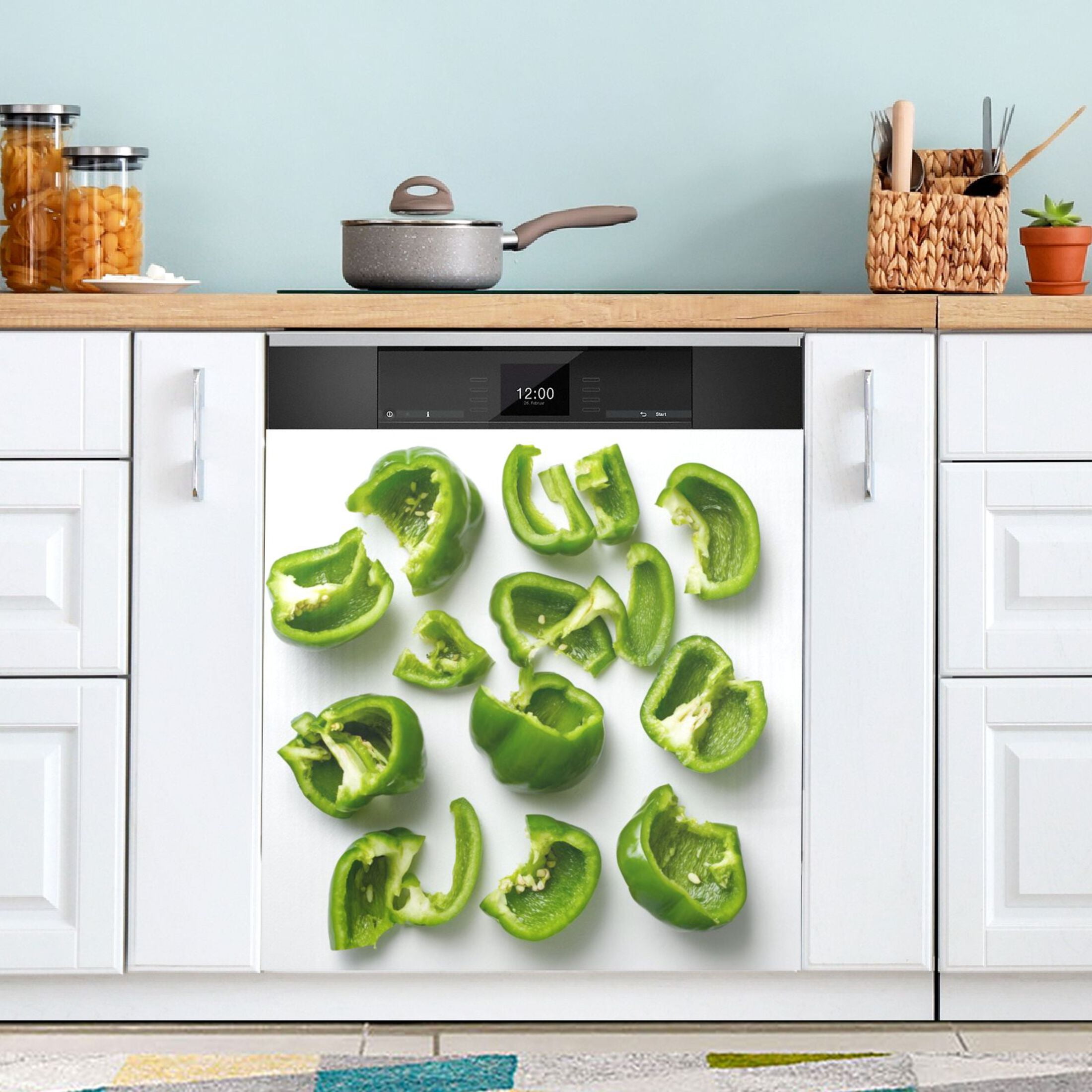 IAUYY Magnetic decorative sticker - 23x26 Inch PVC Refrigerator Decorative Cover, Removable DIY Art for Kitchen Appliances Green Sweet Pepper