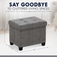 thumbnail image 4 of Ornavo Home Storage Ottoman Small Rectangle Ottoman with Legs, Foot Rest Stool Seat, Load up to 600 LB, for Living Room, Bedroom, Home Office, Dorm - 12 x 16 x 12, Dark Gray, 4 of 7