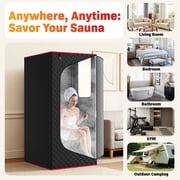 Patiosunny Portable Sauna Box for Home, Personal SPA Steam Sauna with 3L/1200W Steamer, XL Foldable and Remote Control, 99-Min Timer & 15 Power Levels, Black