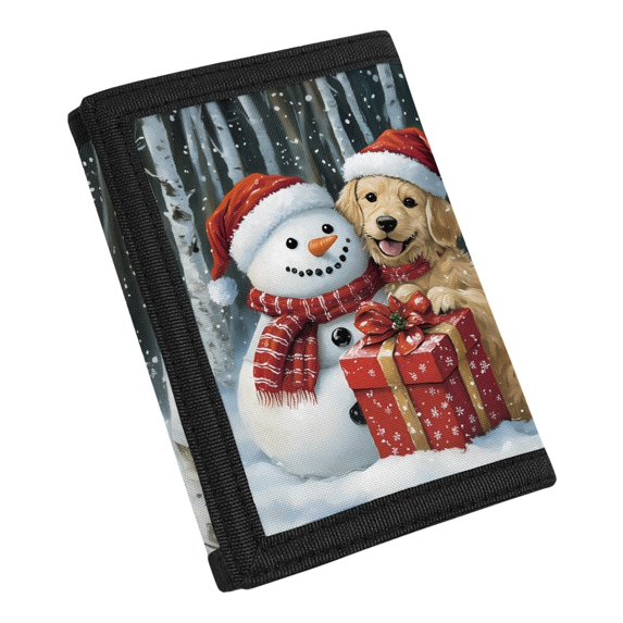 CHAQLIN Polyester Kids Trifold Wallet with Lightweight with Zipper Children's Wallet for Sports, Christmas Snowman Trifold Card Wallet