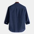 thumbnail image 3 of INCERUN Men's Collarless Striped 3/4 Sleeve Casual Button Shirts Tops, 3 of 7
