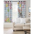 thumbnail image 4 of Easter Blackout Curtains for Bedroom Living Room, Colored Eggs Cute Rabbit Bunny Spring Flowers Blue Plaid 72 In Long Thermal Insulated Room Darkening Drapes Grommet Window Treatments, 52 x 72 In, 4 of 9