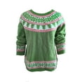 thumbnail image 4 of Lightweight Sweaters for Women Comfortable Fair Isle Crew neck Loose Sweater Vintage Printed Fall Winter Business Casual Outfits Pullover Knit Tops Green M, 4 of 4