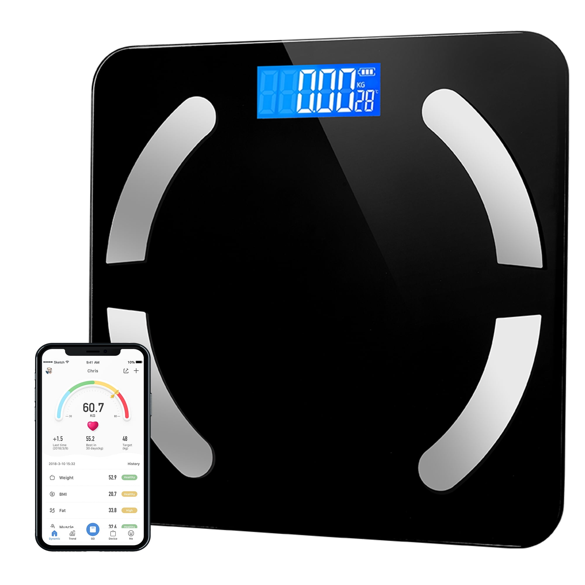 BUSATIA Smart Scale for Body Weight, Digital Bathroom Scale BMI