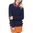 thumbnail image 2 of Unique Bargains Junior's Pullover Drop Shoulder Elbow Cat Patch Loose Sweater Pullover, 2 of 5