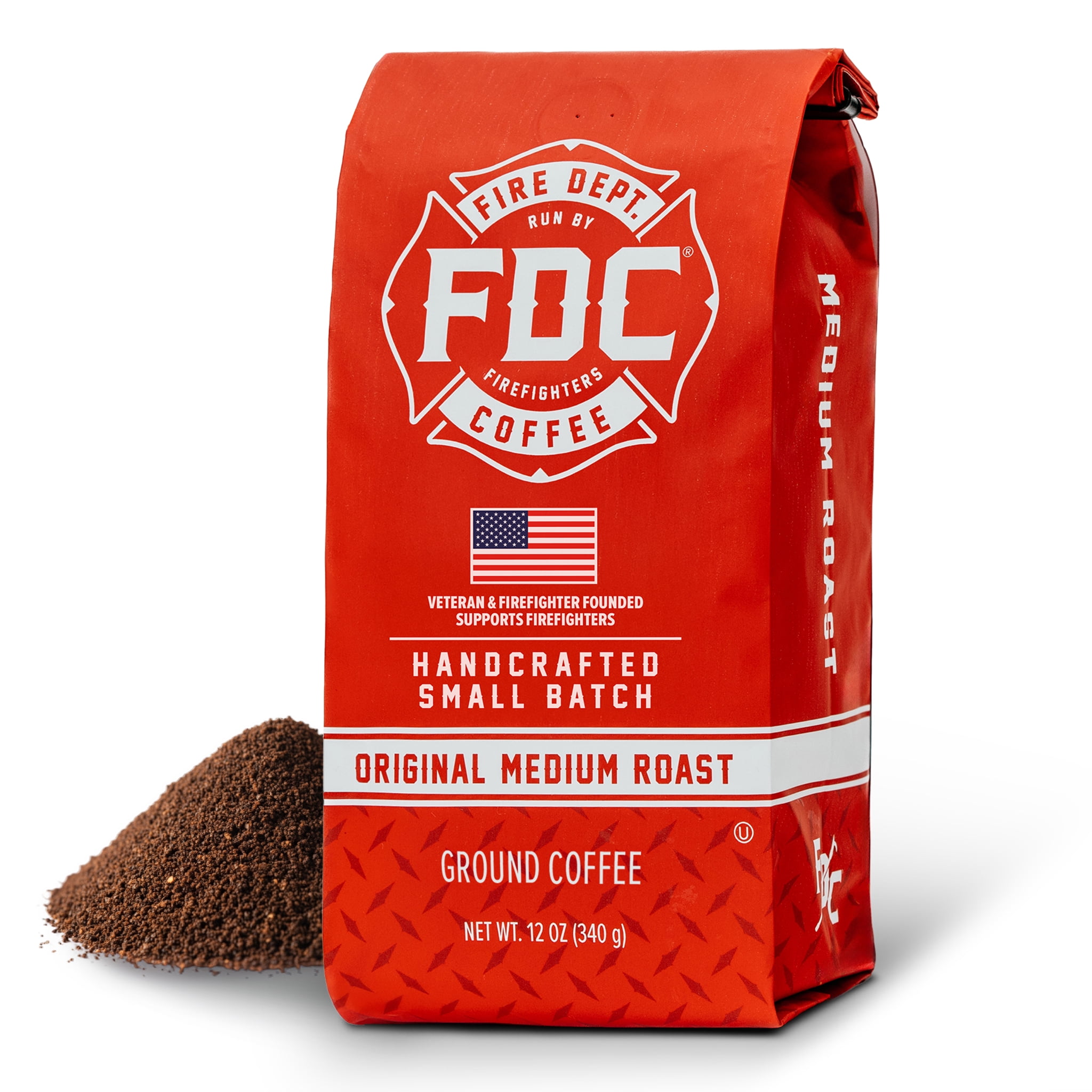 (3 pack) Fire Department Coffee, Original Medium Roast, Premium Ground Coffee, 12 oz