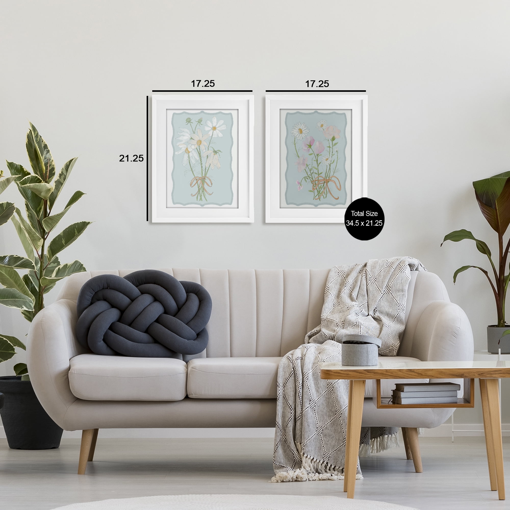 Vintage Spring Clippings 2 Piece White Framed Print Under Glass Set, design by Leslie Hermosa