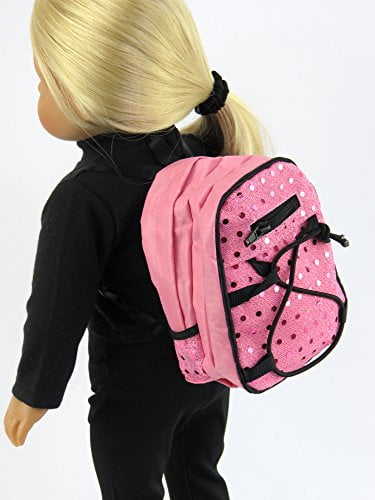 Pink Backpack with Sequins for 18 inch American Girl Doll Clothes Accessories