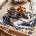 thumbnail image 3 of Navy Blue Marble Placemats Set of 8 Nature Stone Abstract Place Mats Indoor Wipeable Table Mats Washable Cloth Dining Table Placemats for Kitchen Holiday Party Home Decor 13x19 Inch, 3 of 9
