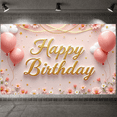 thumbnail image 6 of Pink Theme Banner Gold Glitter Pink Birthday Backdrop Floral Decoration Pink Balloons Floral Birthday Background for Birthday Party Girls' Celebration Photo Backdrop, 6 of 9